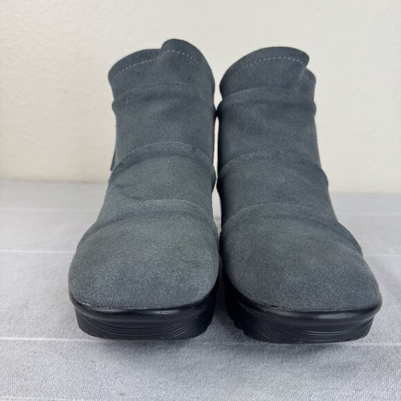 Skechers Parallel Triple Threat Suede Wedge Booties Ankle Boot Charcoal Gray 7 - Picture 10 of 15